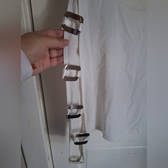 Gantos Vintage Elegant White Buckle Detail Women's Top Size S-M - Picture 3 of 5